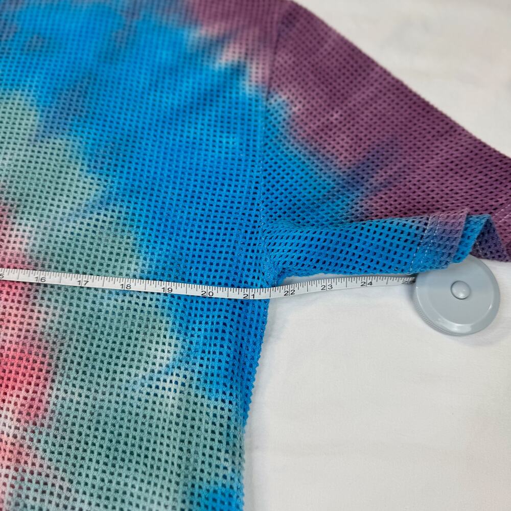Mesh Tie Dye T-Shirt Men's Medium Y2K Rave Festival Sheer Net Top Grunge 90s - Picture 6 of 11